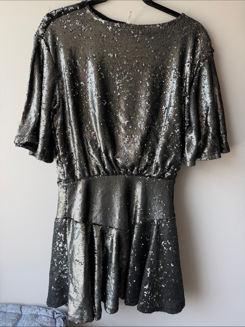 Free People gunmetal all Sequin Mini Dress XS